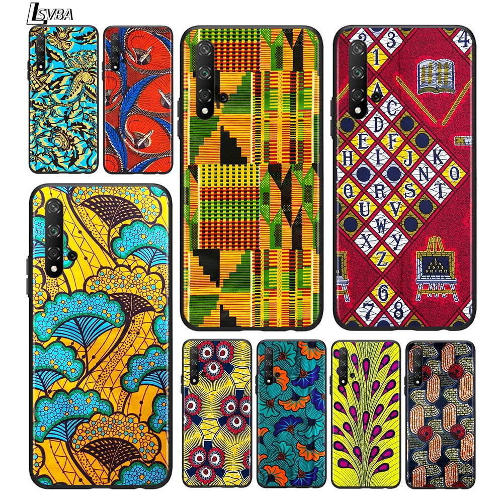 

African fabric Printing For Huawei Honor 10 20 30 10i 20i 30i 10X V20 V30 20S 30S 30i X10 Pro Plus Black Silicone Phone Case