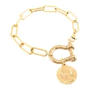 U-образный галстук-браслет ручной работы для женщин и мужчин из нержавеющей стали счастливая монета в стиле Святого Мэри хип-хоп ювелирные изделия для вечевечерние