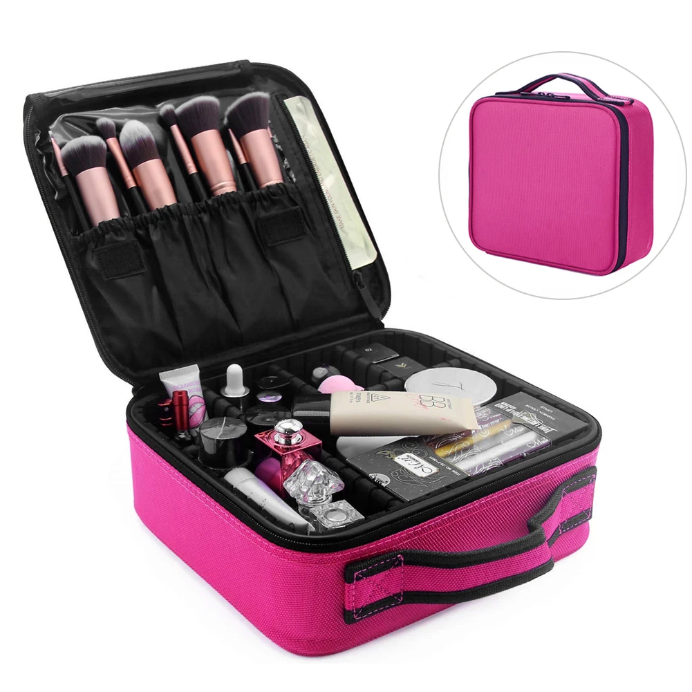 

Multilayer With Adjustable Dividers Travel Organizer Wash Cosmetic Necessity Multifunction Makeup Bag Case Handle Accessories