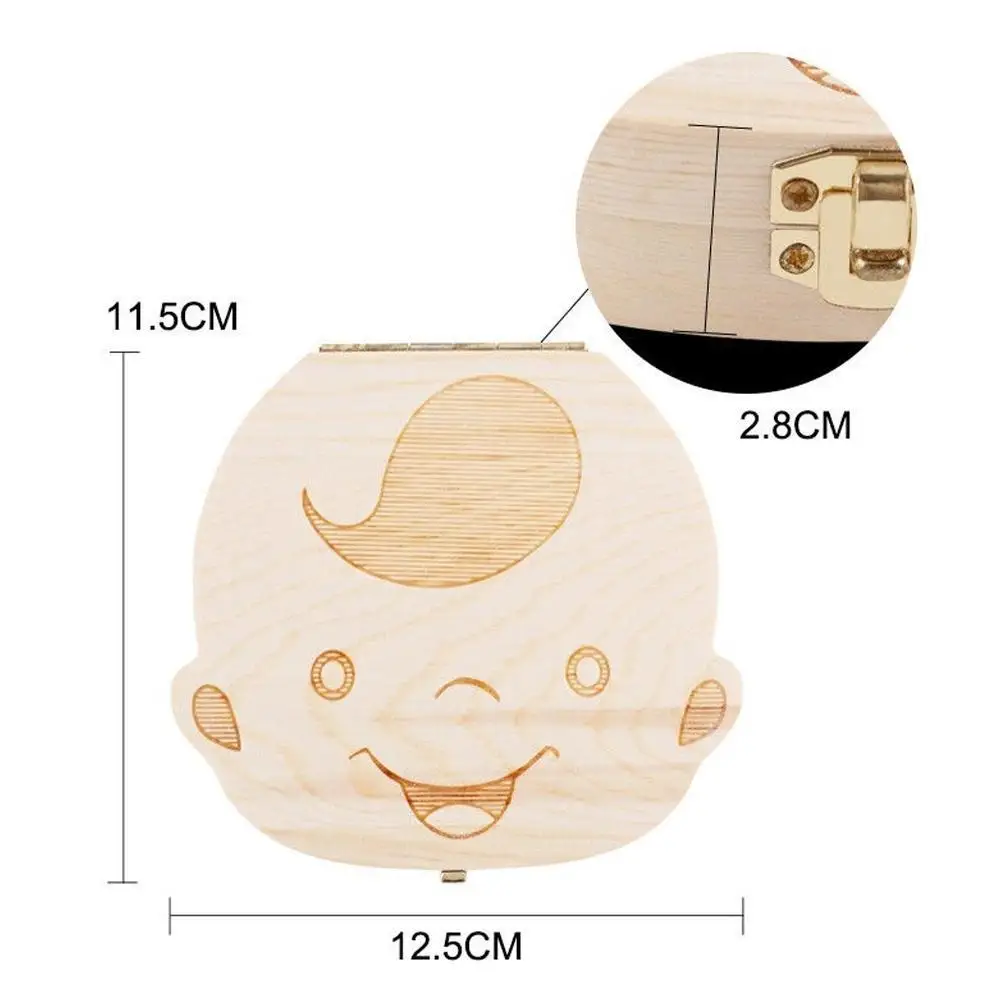 

Baby Wood Tooth Box Organizer Milk Teeth Storage Language Gifts Teeth English Baby Umbilica Tooth Box Save Collect Q8O5