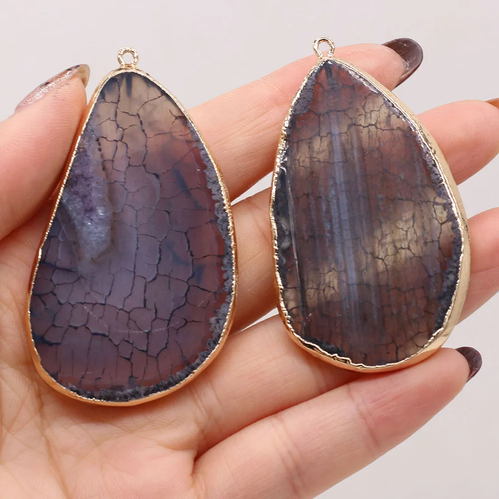 

Natural Stone Quartzs Pendants Water Drop Scale Agates for Jewelry Making DIY Women Trendy Necklace Party Gifts