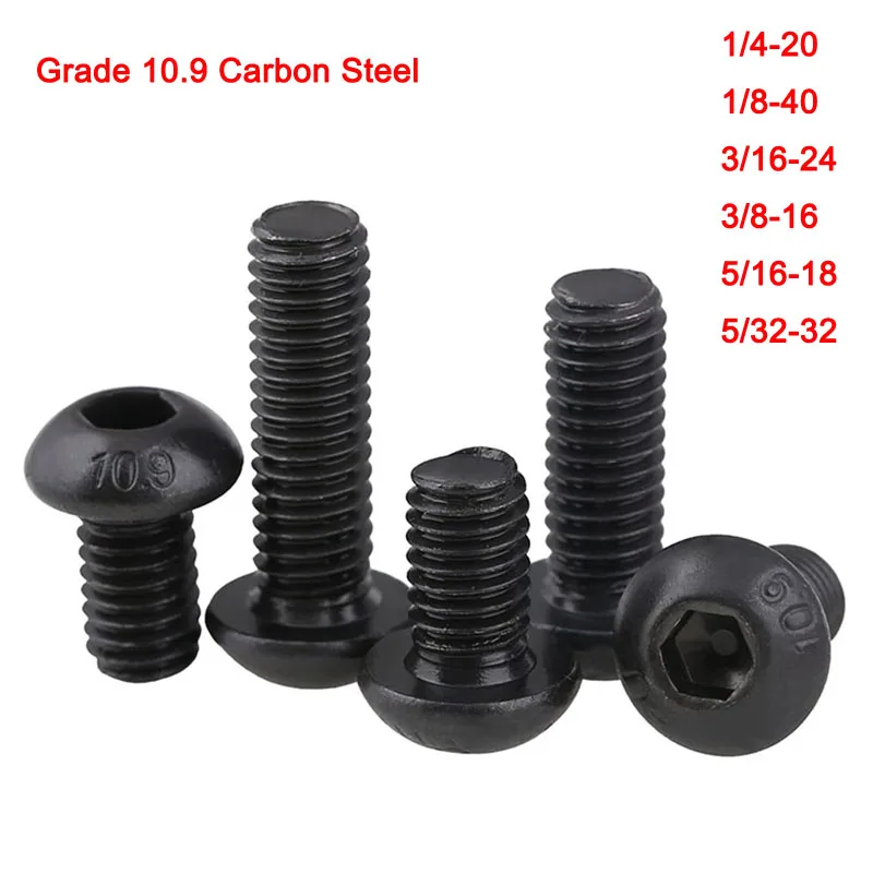 

Grade 10.9 BSW British Standard Black Mushroom Head Hex Bolts Hexagon Socket Button Head Screw 1/4 1/8 3/16 3/8 5/16 5/32