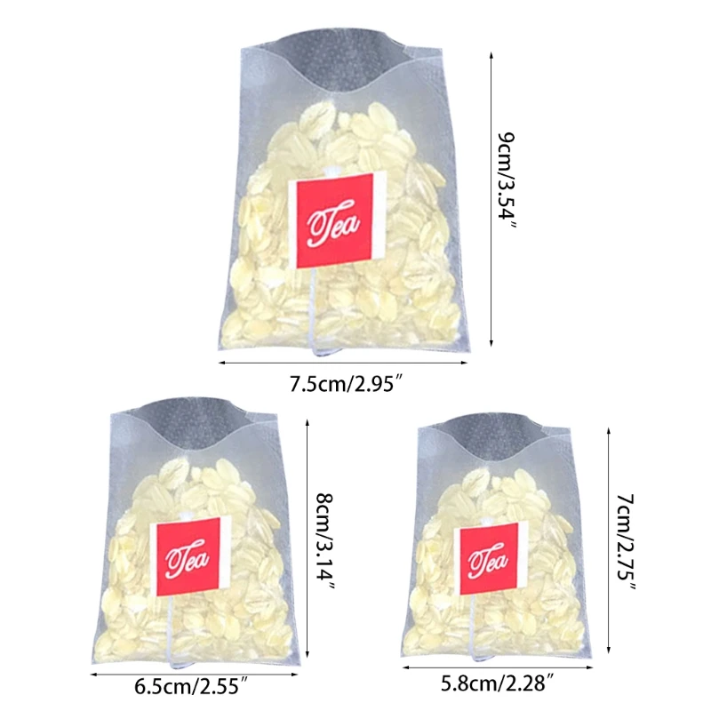 

100PCS Pyramid Tea Bag Filter Nylon Tea Bag Single String Label Transparent Empt