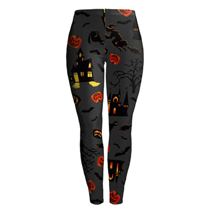 Leggings Одежда на Хэллоуин, леггинсы, Хэллоуин, сексуальные новые женские леггинсы, Призрак Череп, тыква, пальмовые стили, цифровая печать, Брюки J6 - Цвет: Leggings