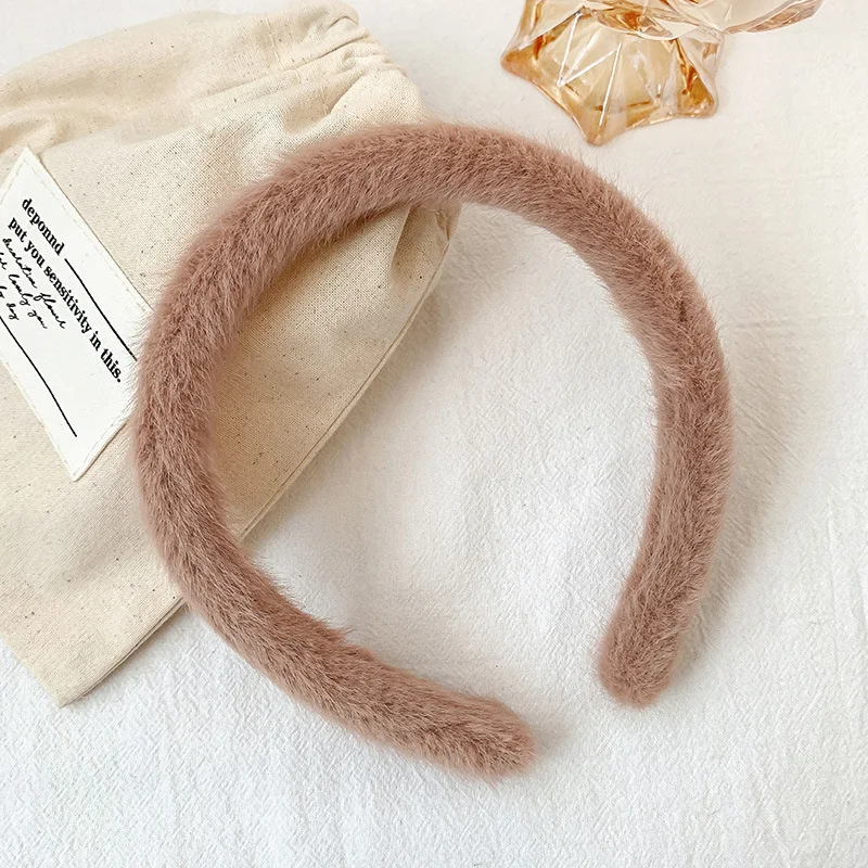 Diademas de felpa para ni&ntilde;as, cintas para el pelo de Color caramelo a la moda, herramientas de estilismo para el cabello para ni&ntilde;os, tocado-3