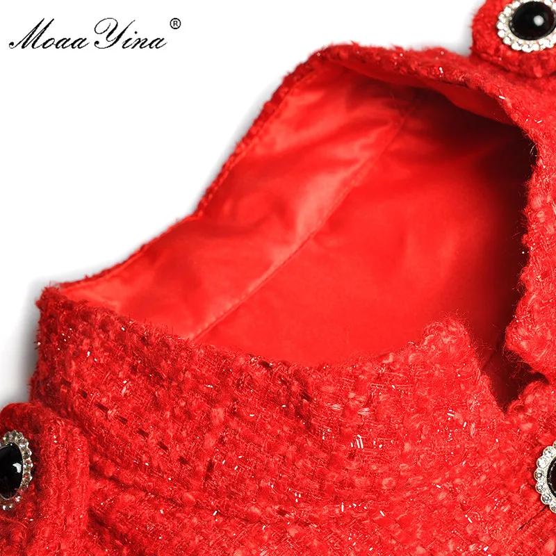 Модная дизайнерская шерстяная ветровка MoaaYina пальто Осеннее женское однобортное