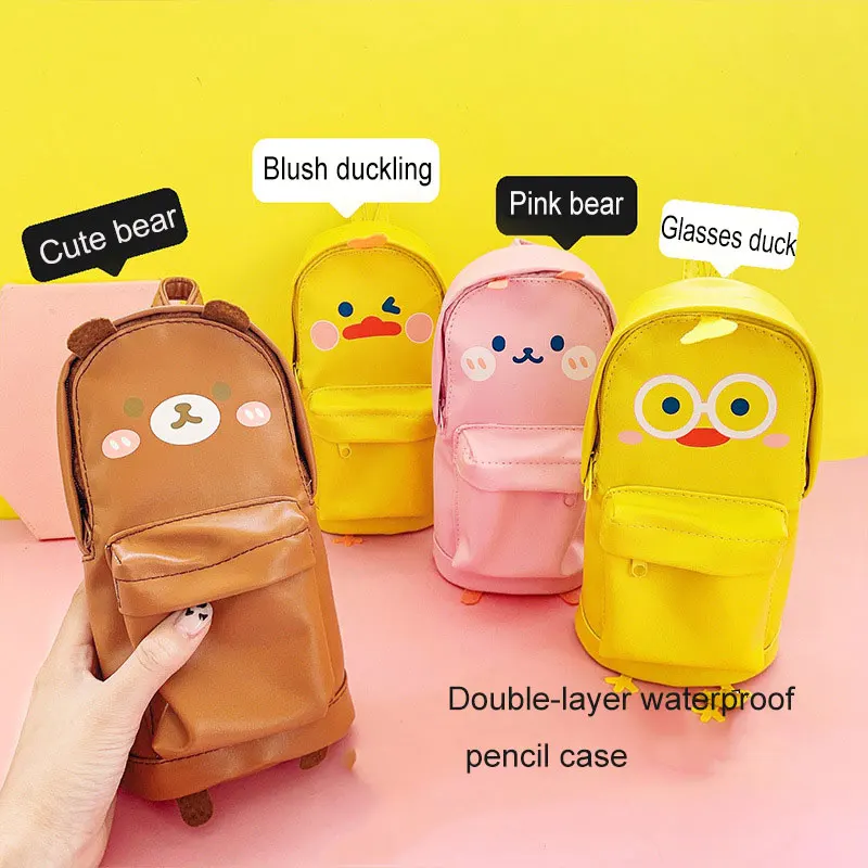 

Горячая Распродажа Kawaii Водонепроницаемый в виде утки и медведя Карандаш Чехол большой Ёмкость канцелярских принадлежностей мешок канцеля...
