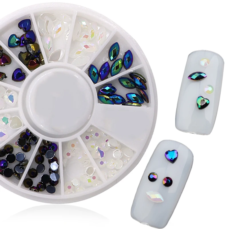 

Wholesale 10-50Box Fashion Mixed Irregular 3D Nail Rhinestone Shiny Mixed Color Crystal Design Art Rhinestone Nail Decoration