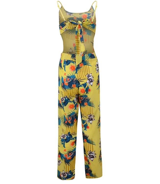 

European and American women's jumpsuit summer fashion print one-piece halter trousers