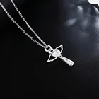 Новый 925 пробы серебро Цепочки и ожерелья с крыльями ангела крест кулон Цепочки и ожерелья Религия религиозные украшения подарок
