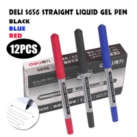 1box12p deli s656 straight liquid gel pen water based signature pen 0 5mm student test pen office and school pen plastic normal