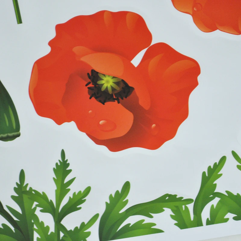 Элегантная женская Наклейка на стену в виде кукурузного мака ПВХ