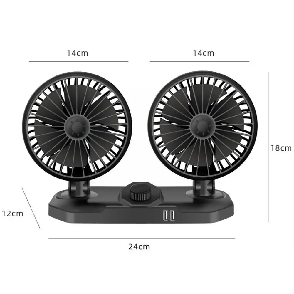 

Car Portable Mini Fan, 12/24v, 360 Degree, Adjustable, Small Fan Dual-head, Fan Silent Automatic, Desktop Cooling, USB Air, V6E1