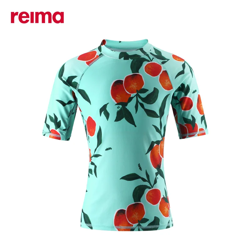 

Reima Girls Printed Swimsuit T-shirt Stretch Moisture Sweat Uv50 Swimsuit Print Short Sleeve Top 2020 Summer Children Clothes