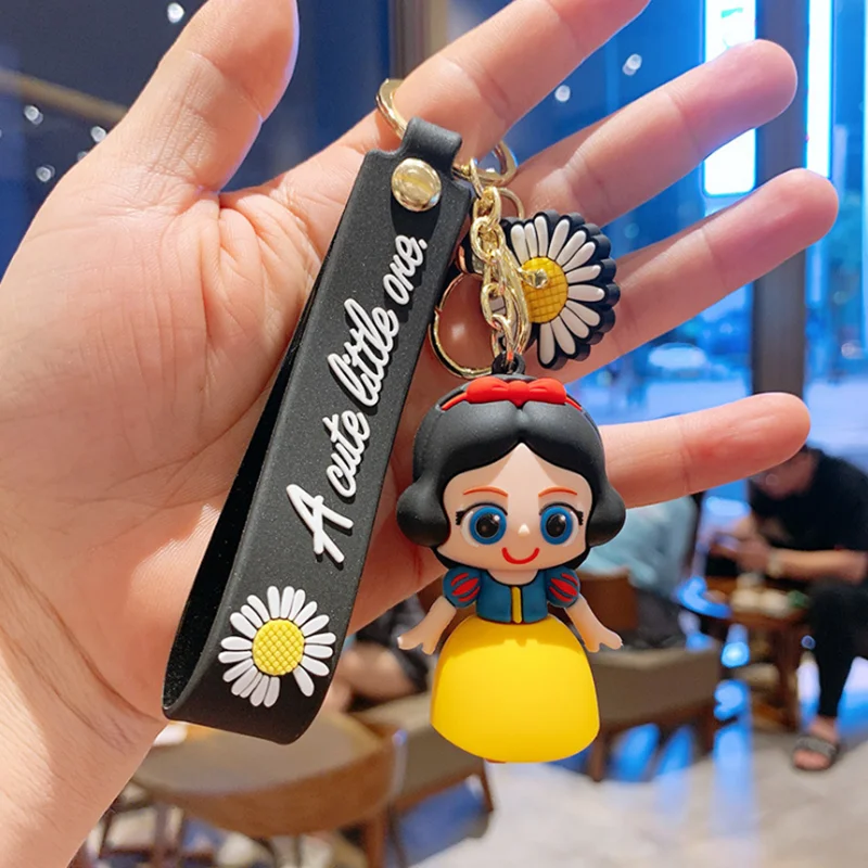 

New Fashion Princess key chain female cute cartoon silicone PVC car mermaid pendant key chain bag small gifts wholesale