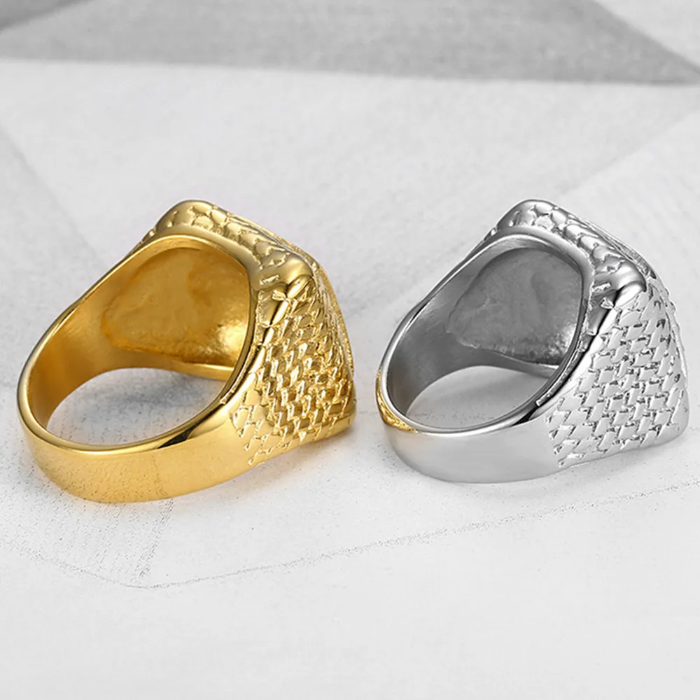 

Gold &White gold silver tone full zircon diamond Rings for men titanium stainless steel big anillo cool jewelry party accessory
