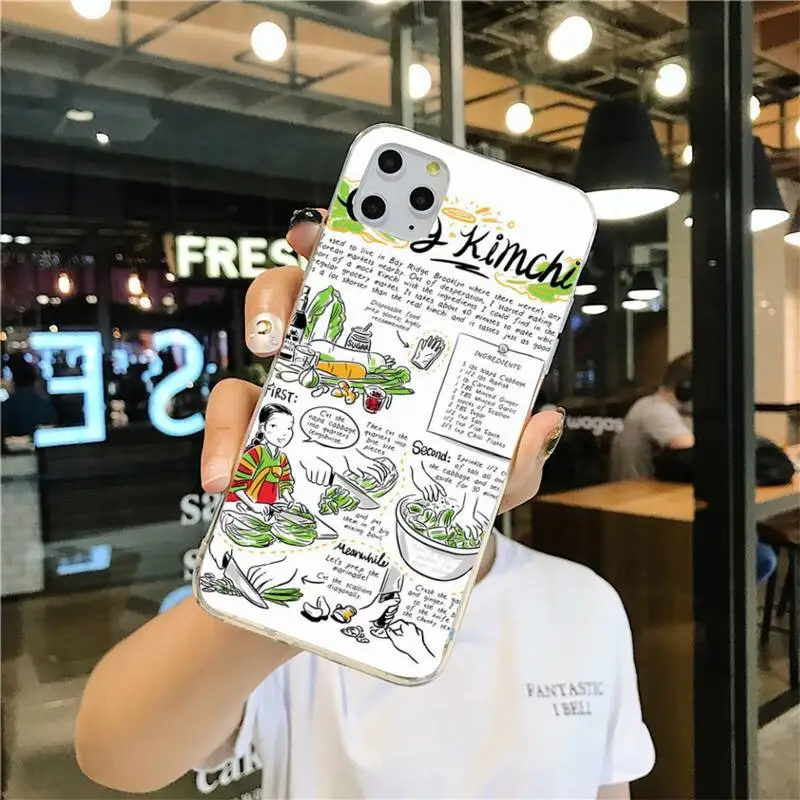 hotcashop korean cuisine kimchi phone case for iphone 12 pro max mini 11 pro xs max 8 7 6 6s plus x 5s se 2020 xr cover free global shipping