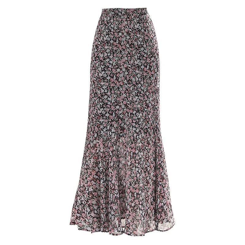 Женская длинная юбка-годе с поясом на резинке и высокой талией | одежда