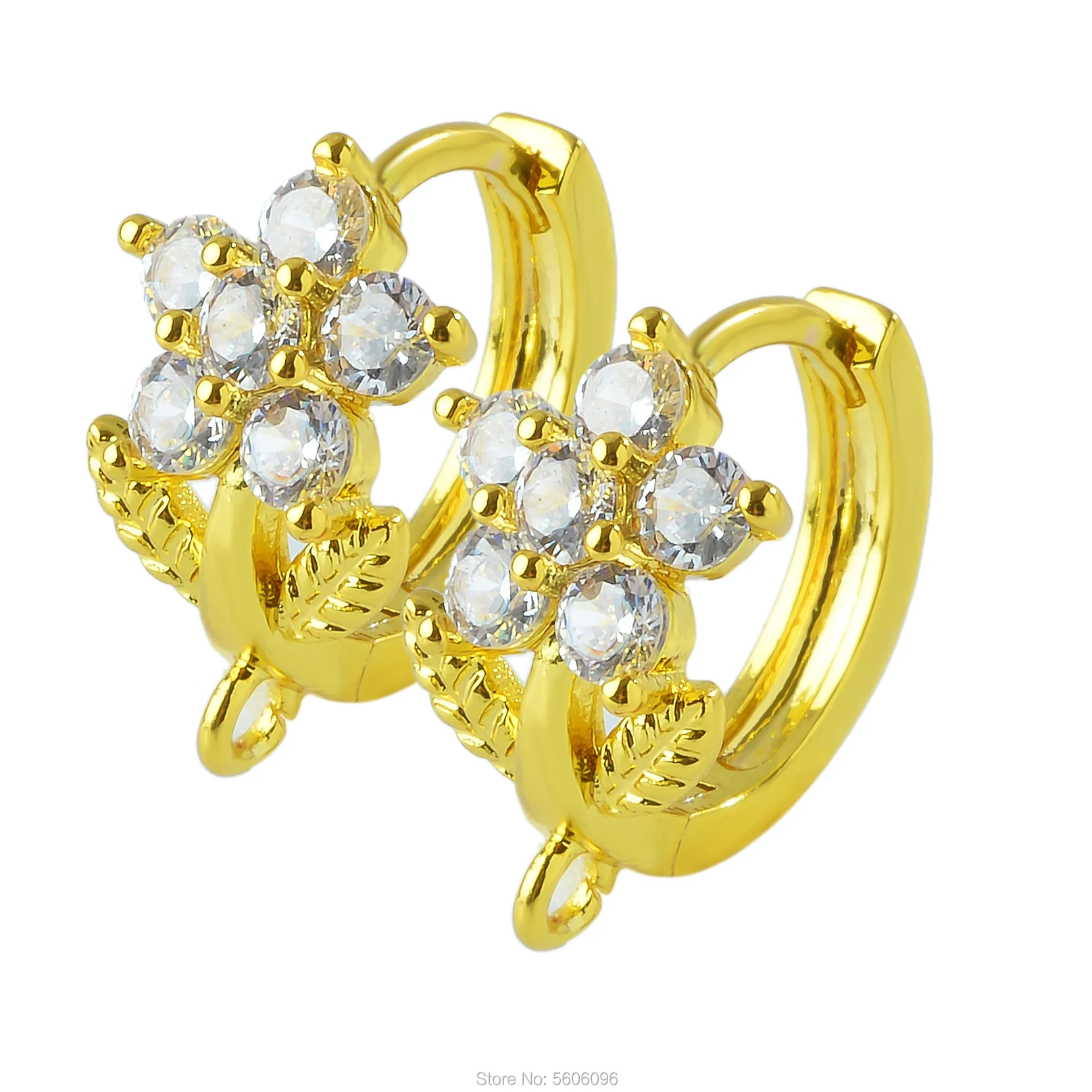 

Peixin DIY made earrings accessories charm flowers 4 colors gold silver zirconia handmade women earrings found jewelry supplies