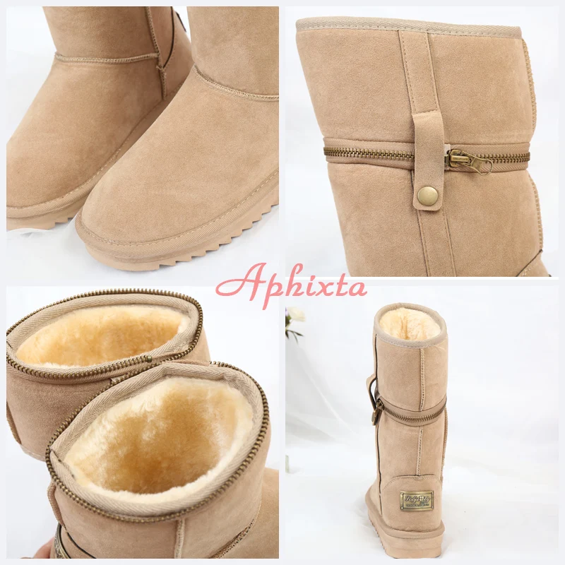 APHIXTA/высокие зимние сапоги женская зимняя обувь на молнии с двусторонней