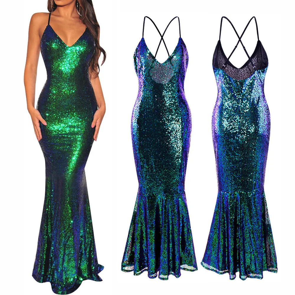 Wipalo женское элегантное вечернее платье сексуальное с открытой спиной блестками