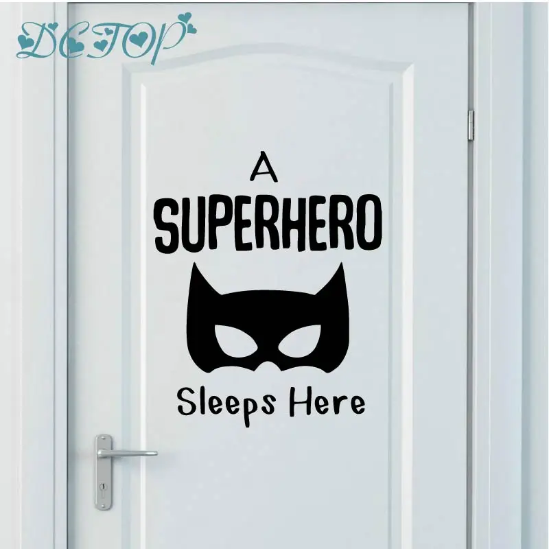 Наклейки на дверь супергероя спит здесь съемные настенные художественные