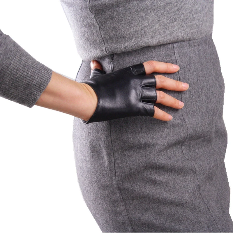 Перчатки женские из натуральной козьей кожи ультракороткие чистой с открытыми