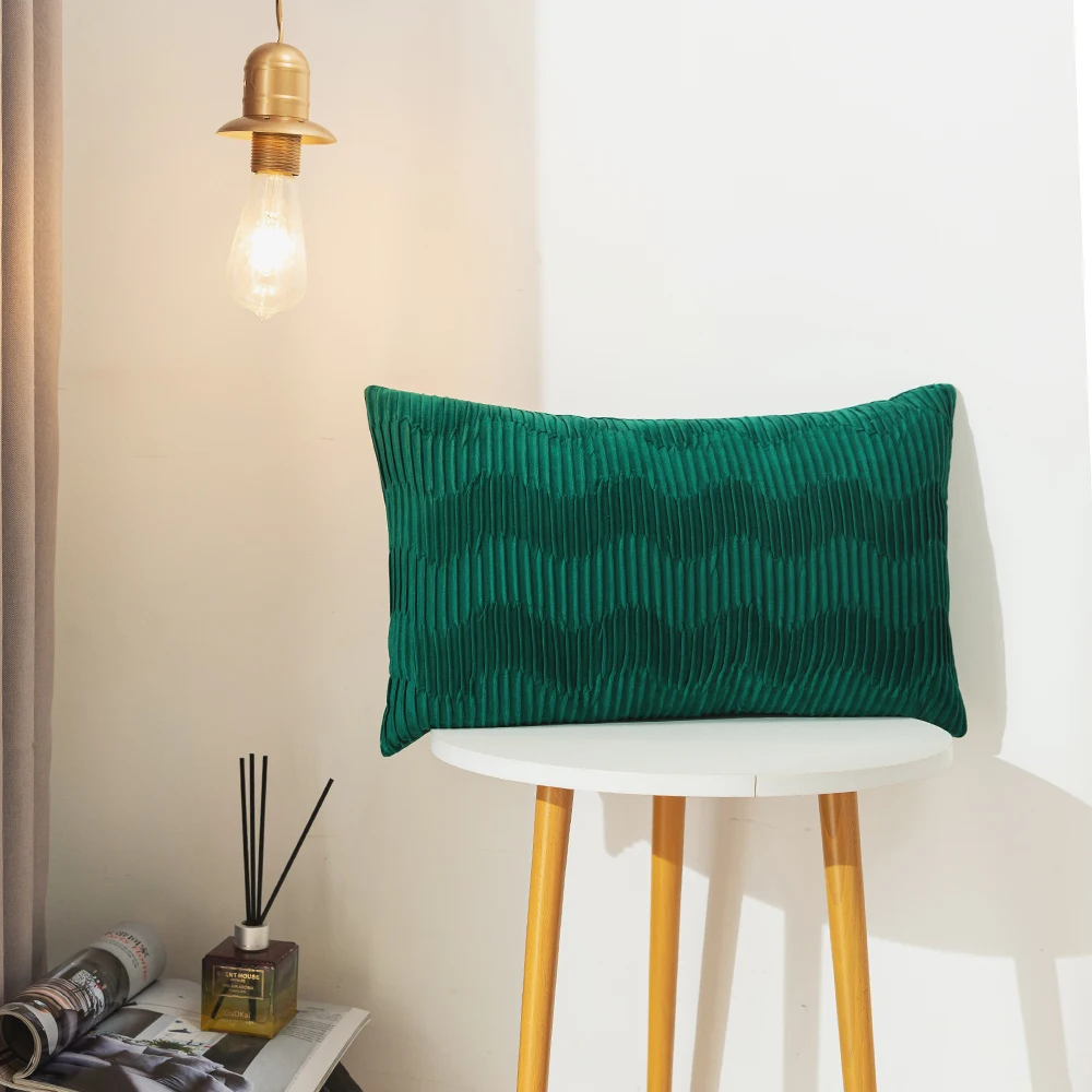 

Nordic Minimalist Modern Dutch Velvet Three-dimensional Wave Texture Home DecorationSeat Lumbar Pillow Cover