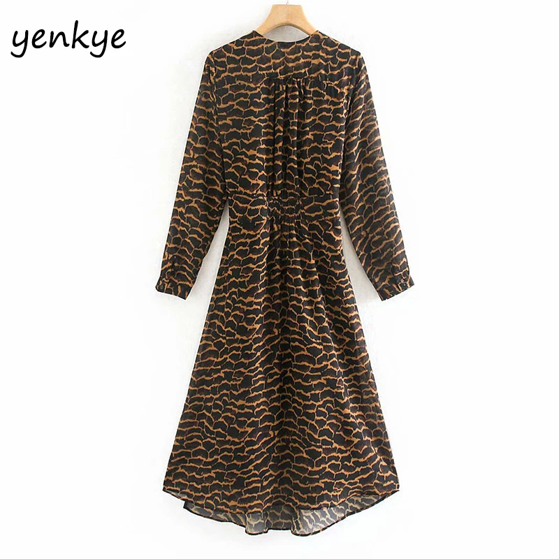 Женское винтажное длинное платье с принтом элегантное женское v-образным вырезом