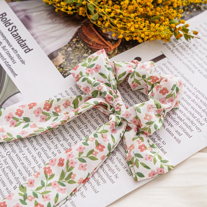 

Women Ponytail Hair Ties Scarf Elastic Hair Rope for Women Hair Bow Scrunchies Flower Print Ribbon Bands Girls Hair Accessories