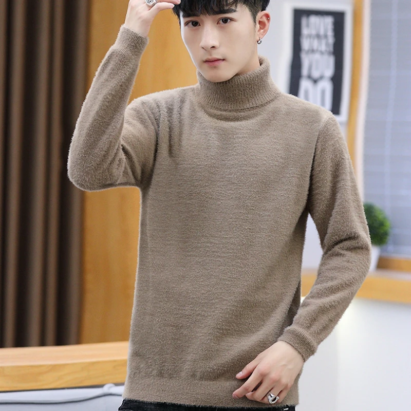 2019 осенне зимний однотонный деловой повседневный мужской свитер высокого