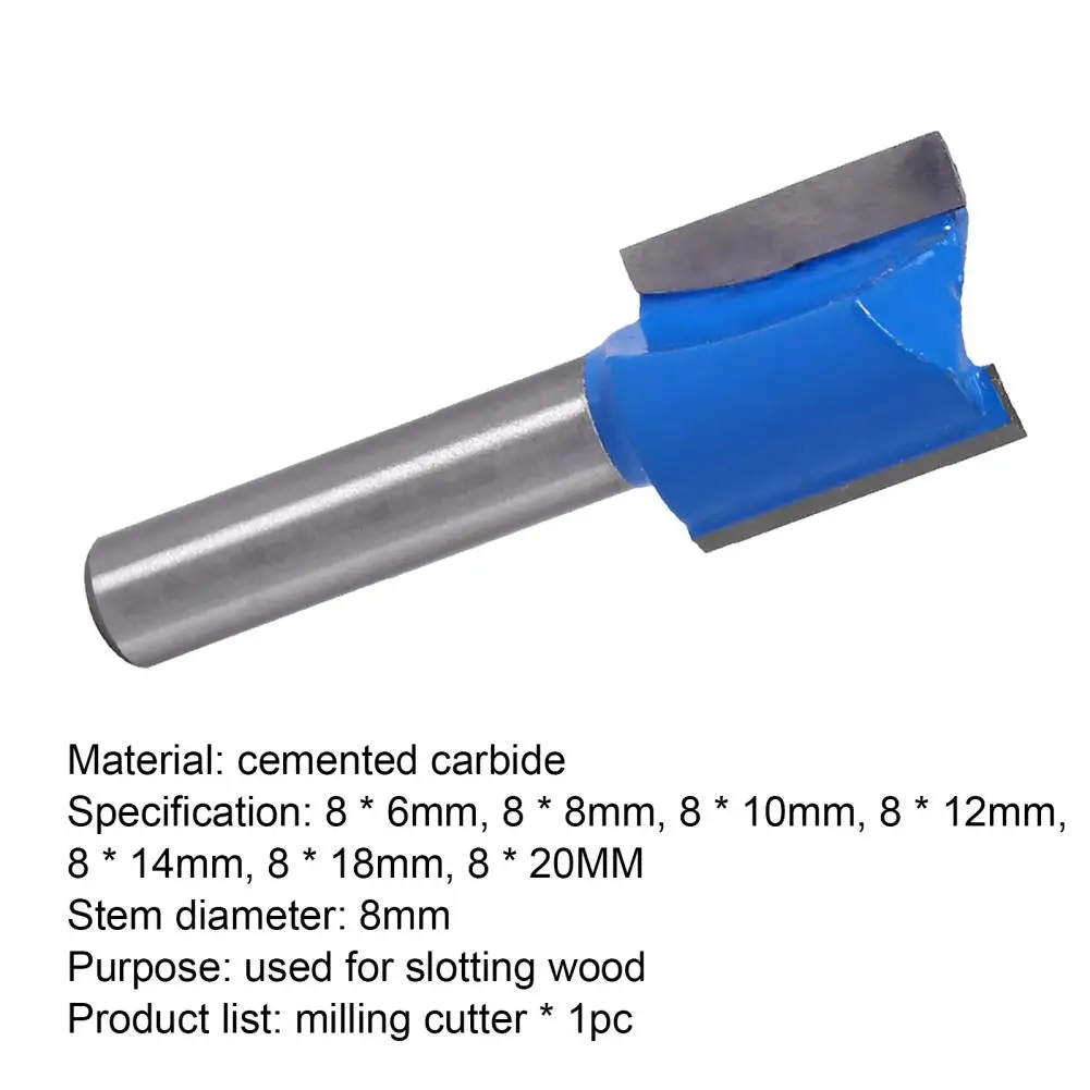 

8mm Shank Milling Cutter Double Flute High Hardness Hard Alloy Sharp Edge Straight Router Bit for Woodworking Accessories Tools