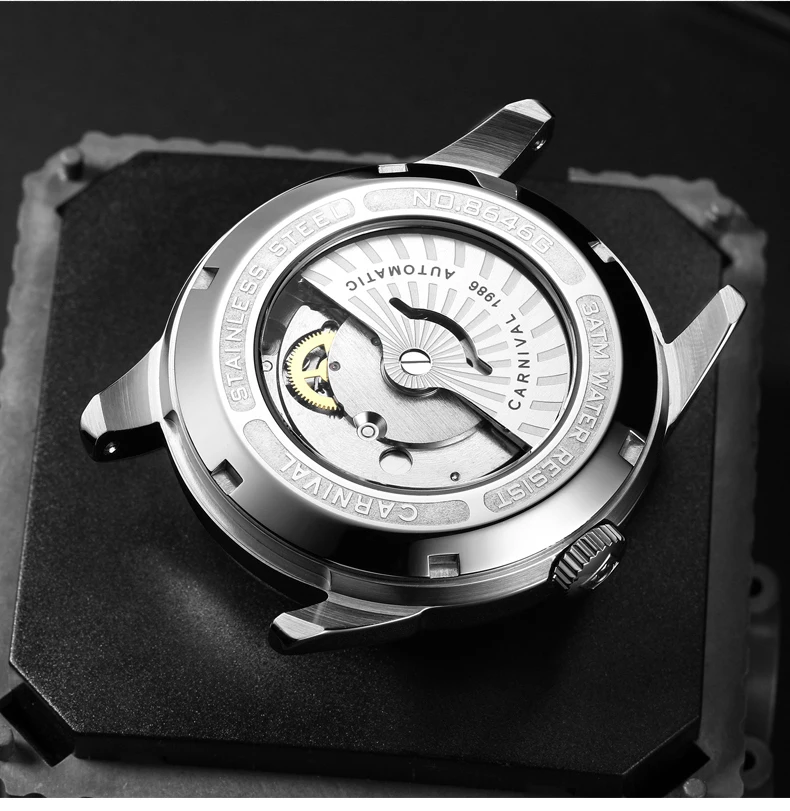 Karneval Mechanische Uhren Mode Automatische Uhr myanner 30 м вассердихт Herren Uhr винтажный Lederband Armbanduhr kol saati