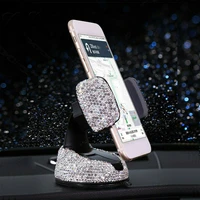 car cell phone holder bracket supporter dashboard stand abs rhinestones crystal bling accessories white interior parts universal
