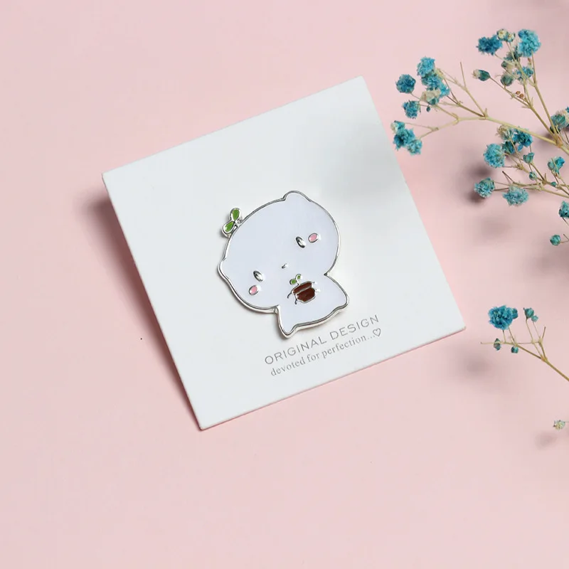 Женская Брошь в виде белого медведя эмалированная брошь форме мультяшного