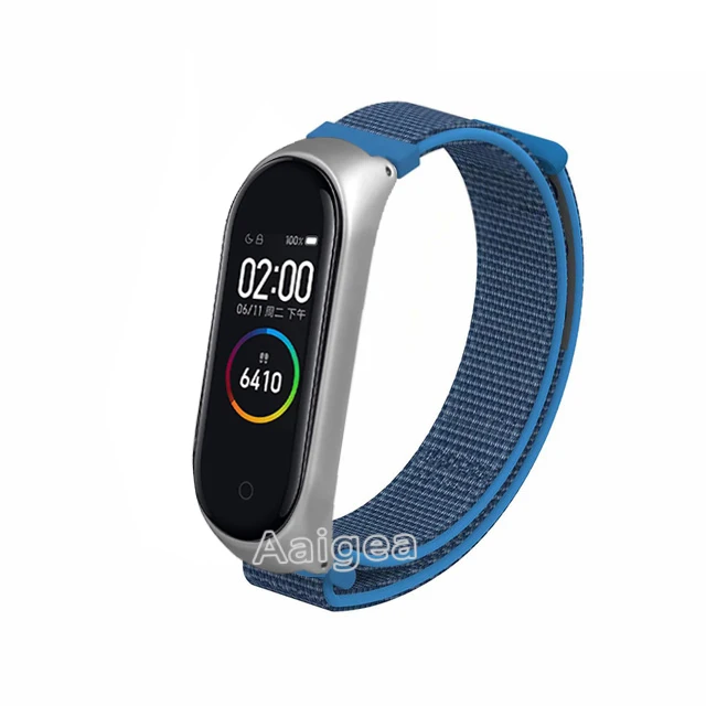 Модный тканый нейлоновый ремешок для часов петля для браслета Xiaomi mi 3 4 mi Band 4 3 сменный ремешок на запястье для браслета mi Band 4 - Цвет: Синий