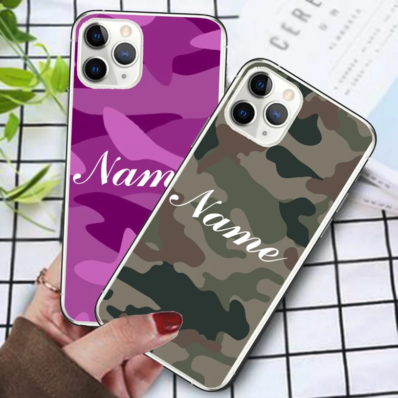 

Camouflage name soft TPU transparent case for apple XS MAX X 9 SE2 11 pro max XR 7 8PLUS 5S SE 5 6 6S