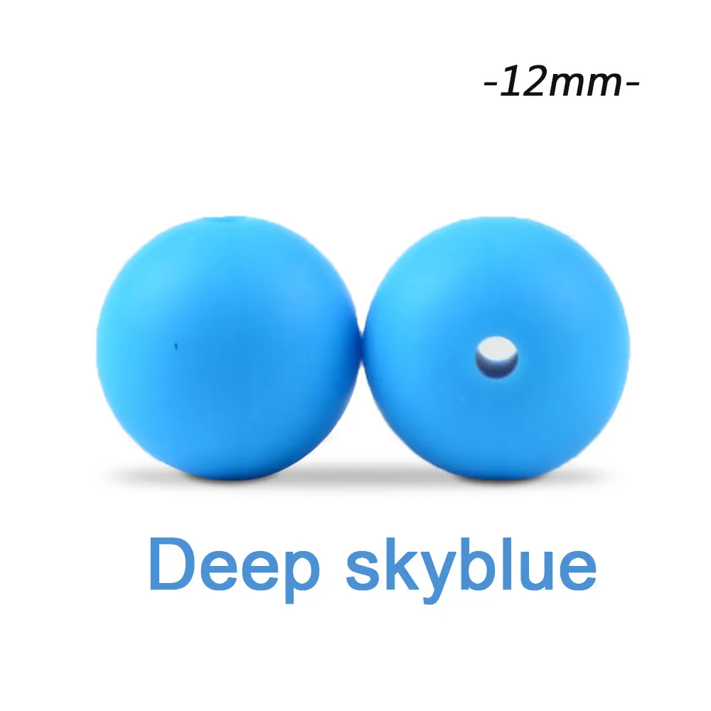 deep skyblue Силиконовые бусины LOFCA, 12 мм, 200 шт, детские силиконовые бусины для прорезывания зубов, Пищевая силиконовая детская соска, ожерелье, подвеска, изготовление продукта - Цвет: deep skyblue