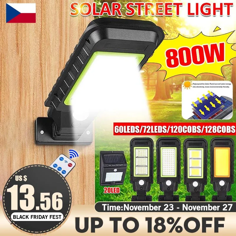 

300/350/700/800W COB Solar Lamp Three Modes PIR Motion Sensor Wall Street Light Waterproof Solar Light Security Lamp For Garden