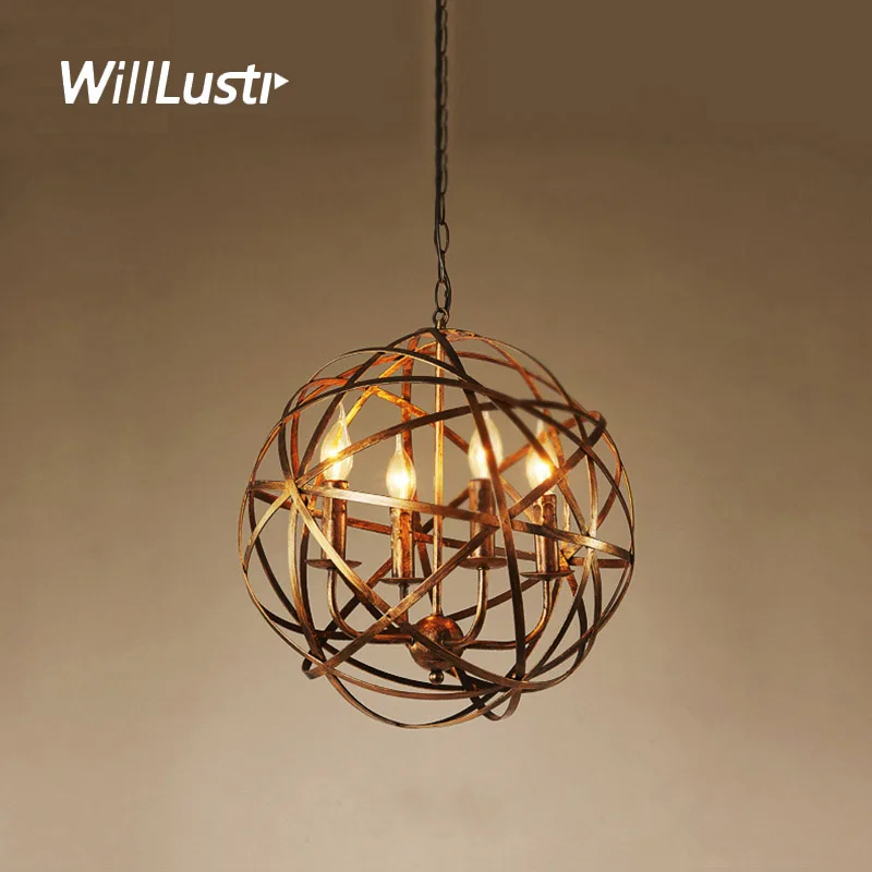 Kopen Industriële Ijzeren Hanglamp Loft Globe Suspension Lamp Hotel Restaurant Eetkamer Bar Winkel Brons Zwart Retro Verlichting