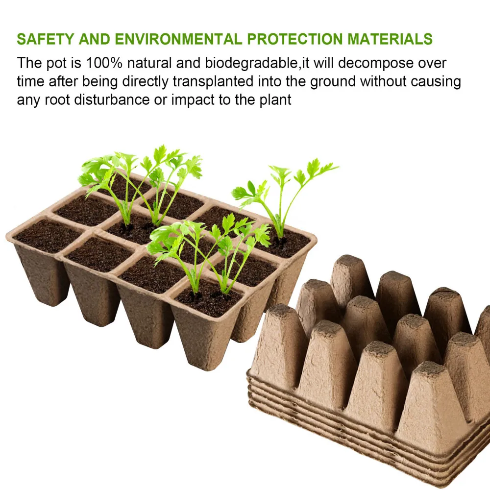 Germination Trays Peat With 10 PCS Plant Labels 15 Pack Eco Garden Friendly Starter Kit Planting 160 Cells Organic Seedling Pots | Дом и сад