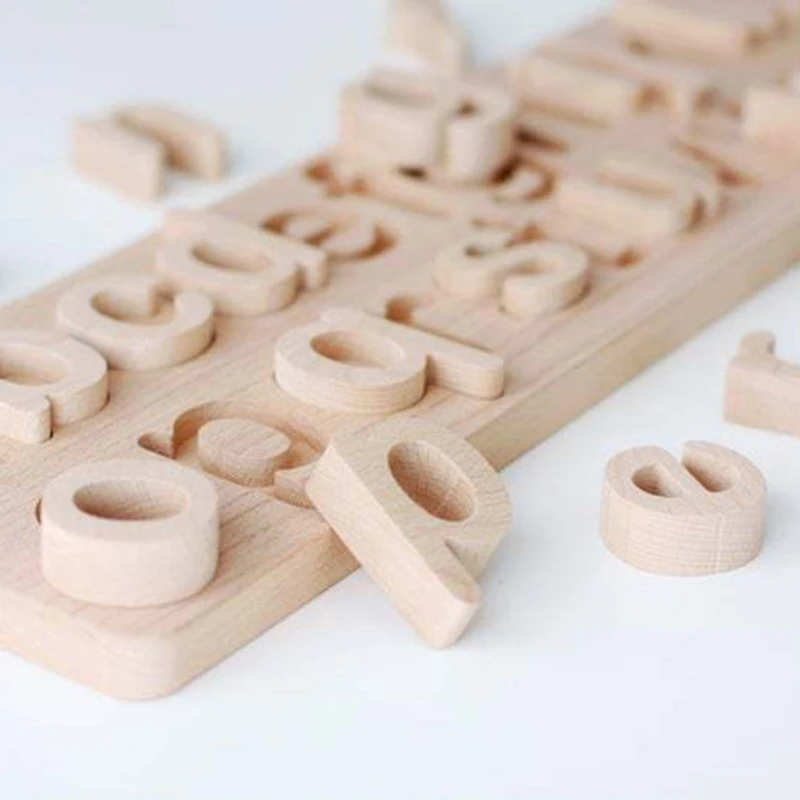 

GXMB Натуральные Деревянные маленькие буквы головоломка доска для малышей Детские Ранние развивающие игрушки подходящие буквы семейная игр...