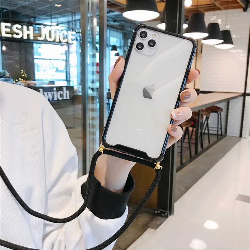 Прозрачный чехол для телефона со шнурком ожерелье плечевой ремень шнур iPhone 6 7 8 Plus