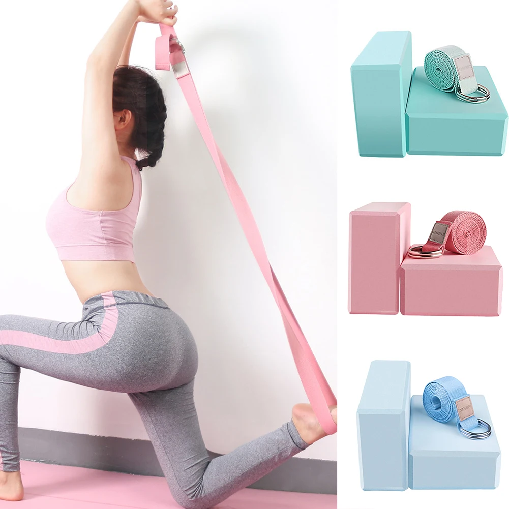 

Home D Ring Exercise Workout High Density Office Cotton Blend With Brick Block Fitness Relax Gym Balance Training Yoga Strap Set