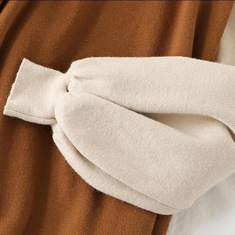 

New Autumn Winter Sweater Dress Women Long Sleeve O-neck Knitted Dress Vintage Female Sweater Bottoming Slim A Line Dresses