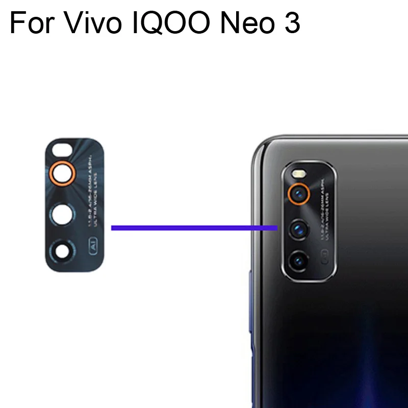 Стеклянные линзы для задней камеры Vivo IQOO Neo 3, запасные части для Vivo IQ OO Neo 3, Iq00 Neo3, 2 шт.