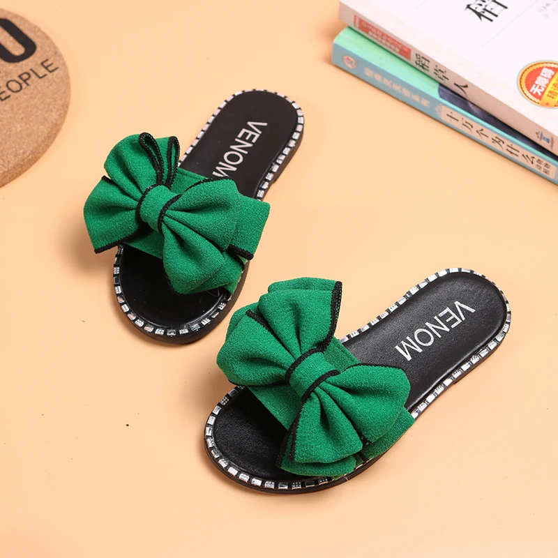 Шлепанцы Детские с бантом пляжная обувь для девочек летние сандалии принцесс| |