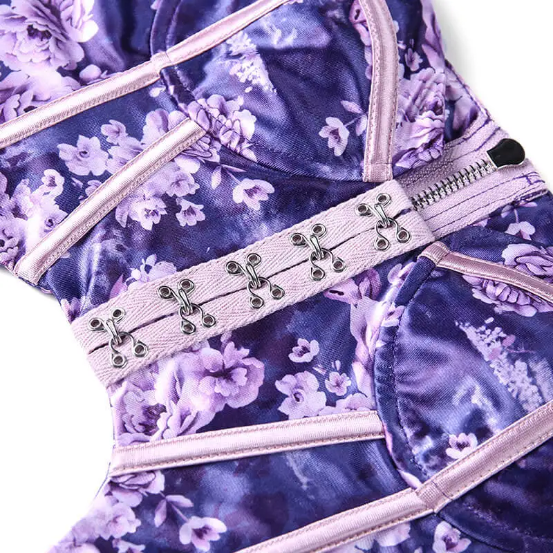 

Floral Print Cami Bustier Crop Tops Women Spaghetti straps Sleeveless Sexy Outfits Club Wear Out Corset Top Summer