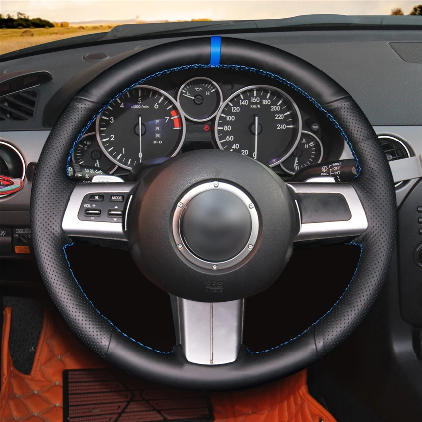 MEWANT черный чехол рулевого колеса автомобиля из натуральной кожи для Mazda MX 5 2009 2013 RX