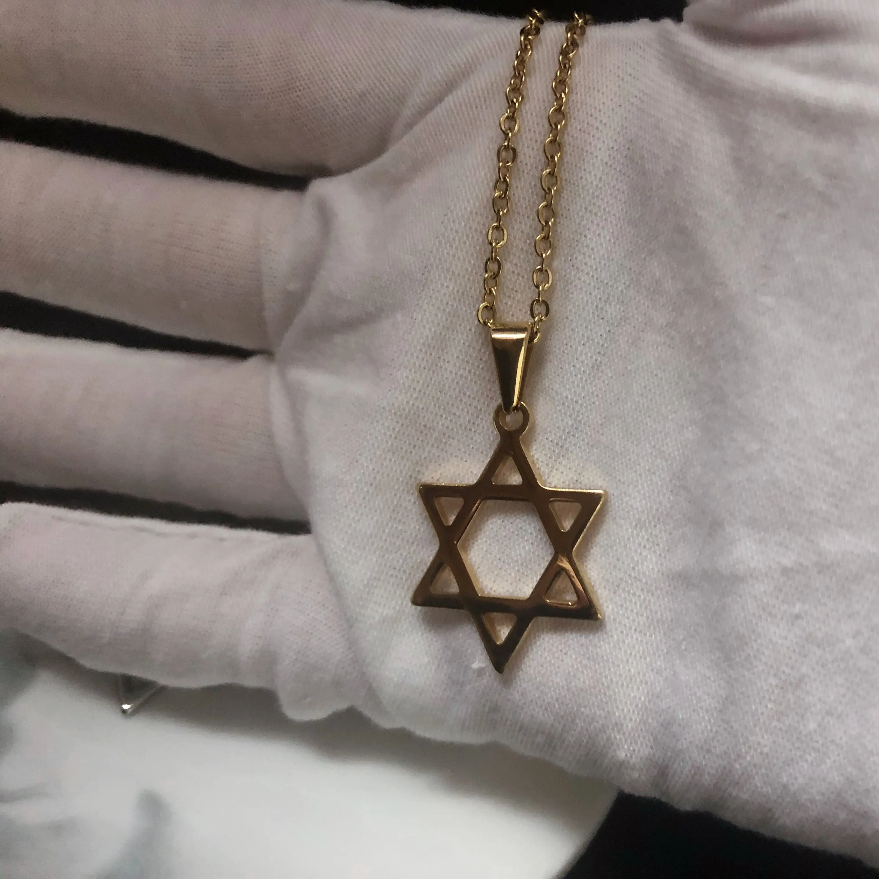 Золотая Звезда Давида кулон из нержавеющей стали цепочка с подвеской простая